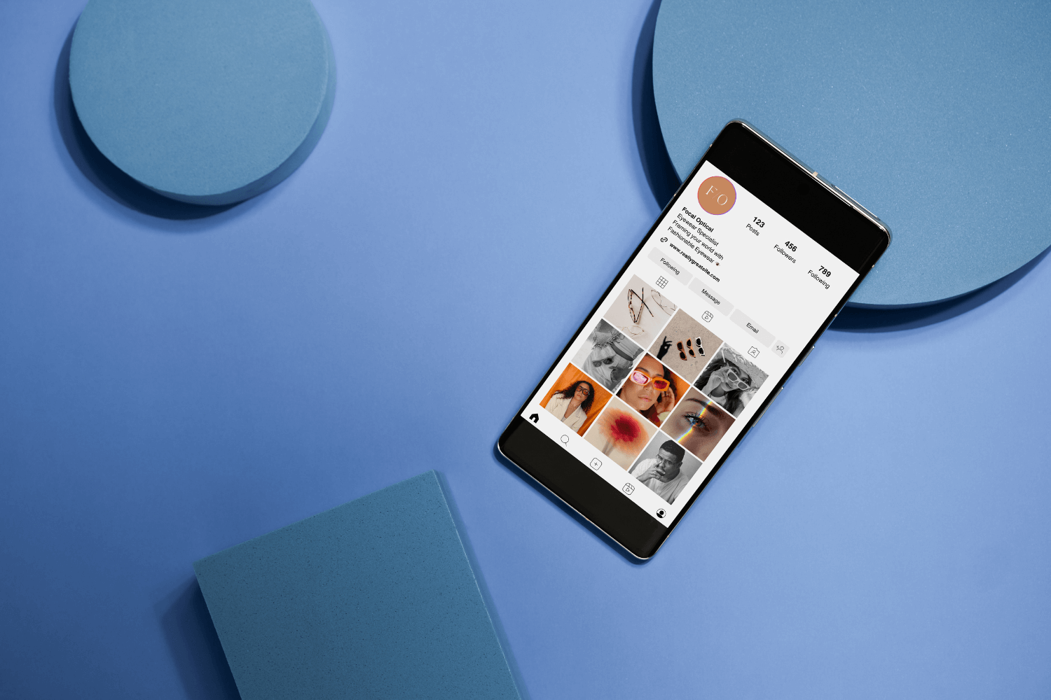 Smartphone with social media icons on screen